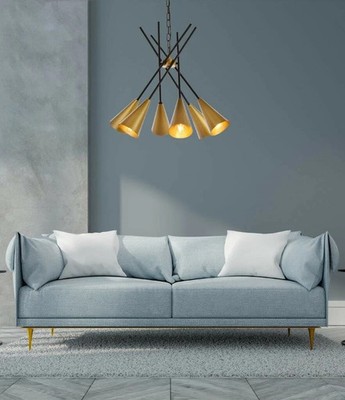 Sputnik Chandelier Light Fixture Brass Black Living Dining Room Kitchen Island