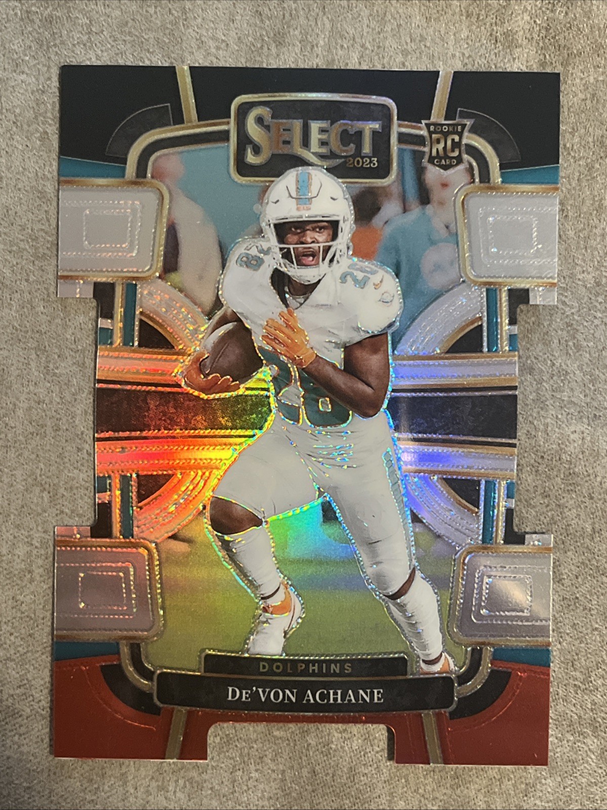 2023 Panini Select - Concourse De'Von Achane #63 Black & Red Prizm Die-Cut (RC)