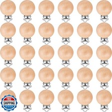 30 Pieces Natural Beech Wood Pacifier Clips Teething Grasping Toy Suspender C