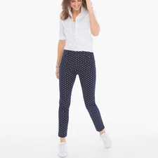 Chico's So Slimming Blue Brigitte Circle Print Pull-On Ankle Pants Sz 02
