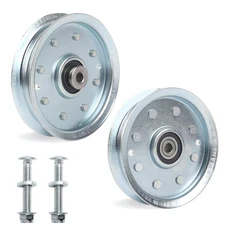2-Pack) Exact Replacement 4 7/8 Flat Idler Pulley (Silver) - OEM Part Number 956