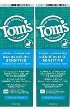 Tom's of Maine Free Fluoride-Rapid Relief Sensitive Toothpaste, Fresh Mint, 4 oz