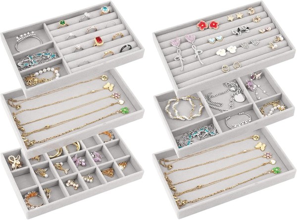 Talifoca 6 StüCk Schmucktablett Schmuck Schublade Organizer Set Stapelbar-image