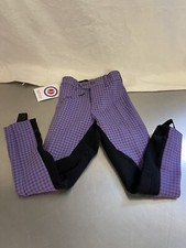 Saddle Craft Child&rsquo;s Jodphurs Riding Trousers 18&rdquo; Waist Purple Check # RS2
