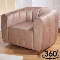 Bequemer Premium Drehsessel Salon Samt Champagner Design-Sessel