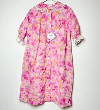 Vtg 60s Nightgown Robe Gaymode JC Penney pink floral lace SZ 16 loungewear NEW