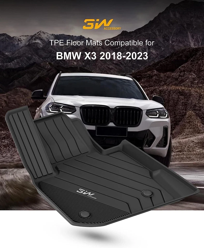 Juego completo de alfombrillas 3W para BMW X3 nuevas 2018-2024 protección 2 filas forros de coche Foto 2 de 4