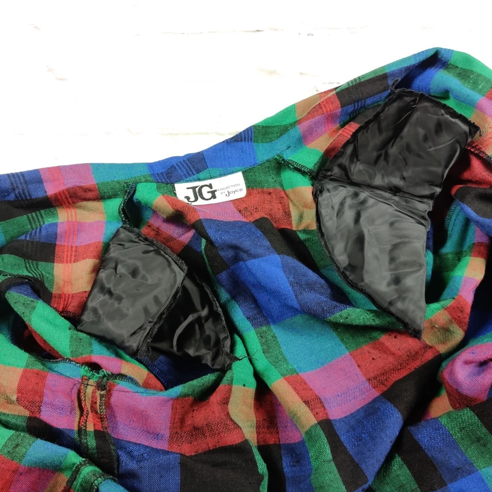 Blazer eléctrico vintage JG Collection by Joyce hombreras delanteras abiertas a cuadros talla 18 Foto 4 de 4