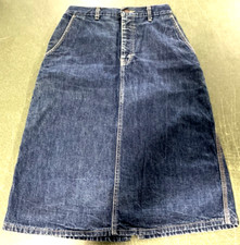 Vintage Calvin Klein Midi Jean Denim Skirt Made USA Elastic Back Waist 10 Women