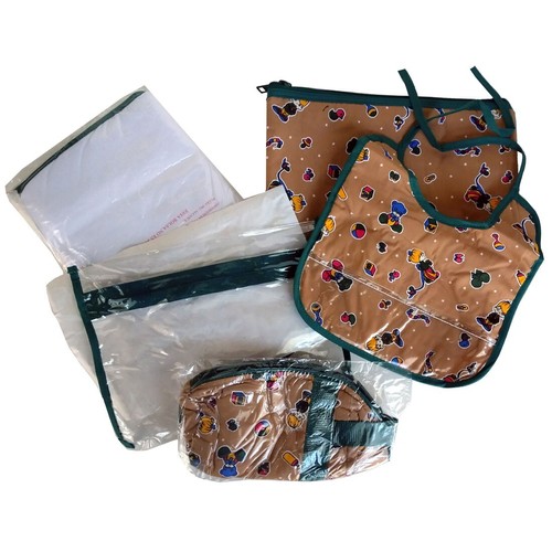 Ensemble de sacs à couches pour biberon brodé vintage EK - points de polka vert beige neuf - Photo 4/17