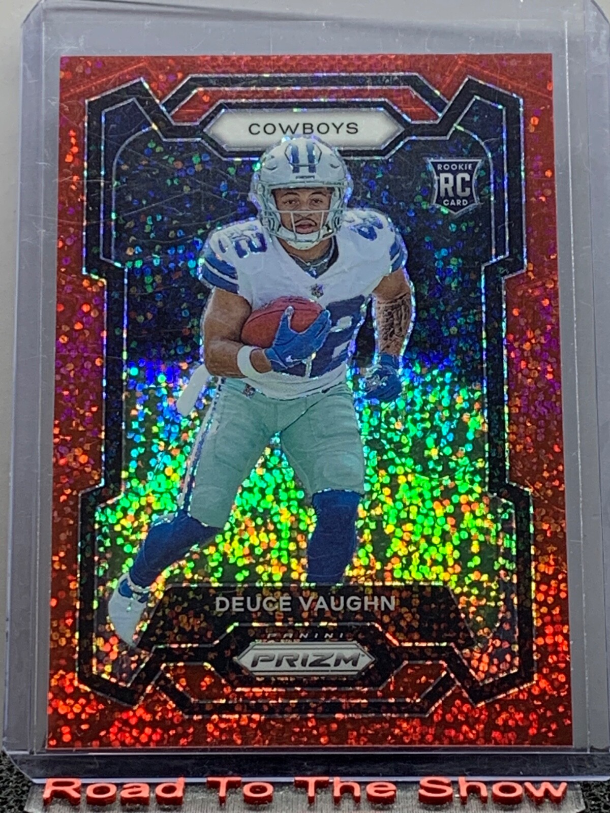 2023 Panini Prizm #324 Deuce Vaughn Red Sparkle Prizm B3