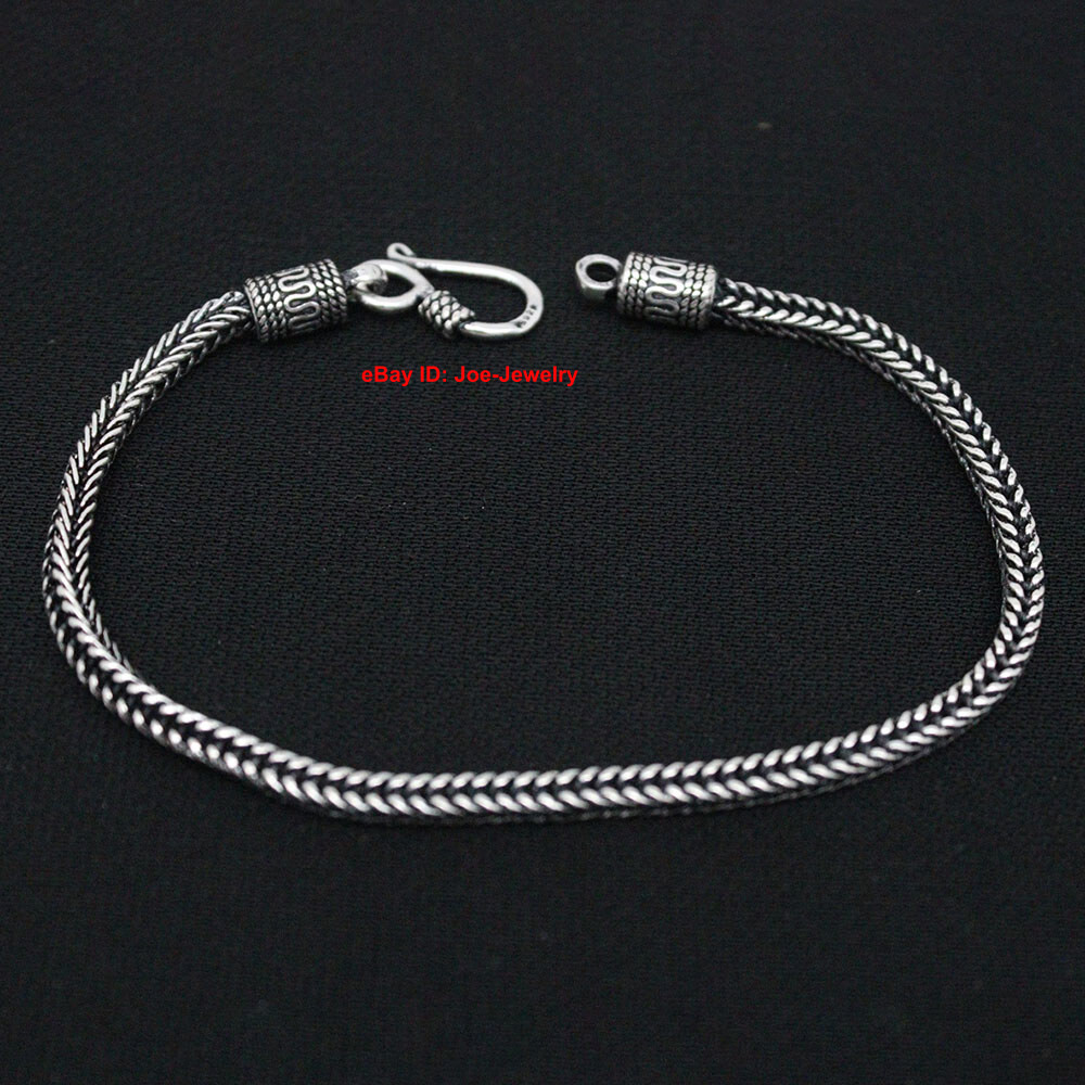 Real 925 Sterling Silver Bracelet 3.0mm Wheat Link Chain
