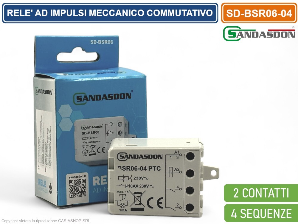 RELÈ AD IMPULSI MECCANICO COMMUTATO 10A 2NO 2CONTATTI 4SEQUENZE TIPO FINDER27258