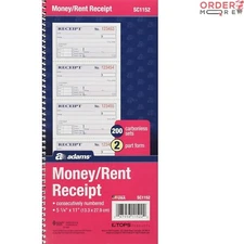 Spiral Bound Money & Rent Receipt Book – 200 Carbonless Sets, Perfect for Sales