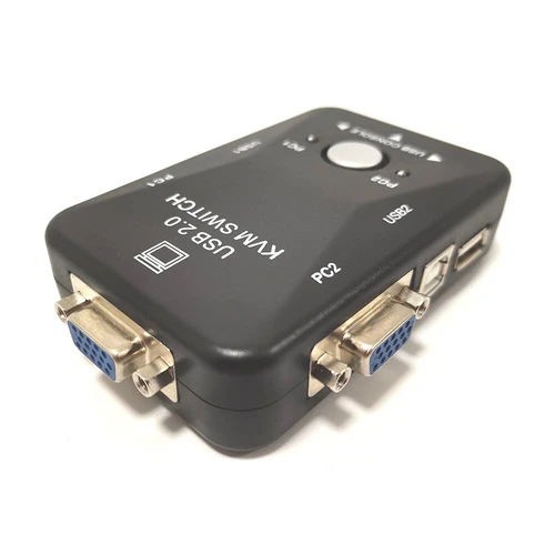 USB 2.0 VGA KVM Switcher Selector Adapter 2 In 1 Out for Keyboard Mouse Monitor