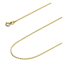 Wellingsale 14k Yellow Gold Solid 1mm Snail Link Chain Necklace