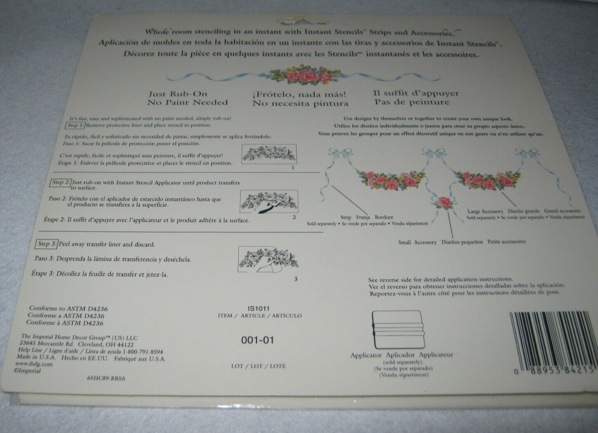 Imperial - Instant Stencil - Rub On - Rose and Bow - New Package
