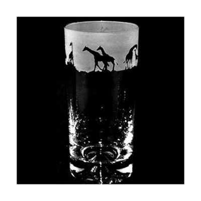 Decorated Highball Glass Giraffe Sandblast Animal Drinking Tumbler Gift Animo