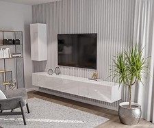Moderne Wohnwand Hochglanz Wohnzimmer Set Schrankwand Weiß Anbauwand