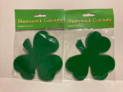 St Patrick s Shamrock Cutouts 5  by Beistle Creation Printed 2 Sides 2001 New-2