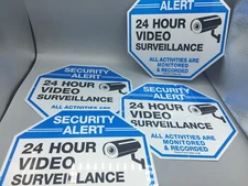 4-Pack Video Metal Surveillance Signs, 10 x 10 Rust Free .040  Security War...