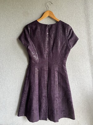 Banana Republic Women's 4 Purple Jacquard Short Sleeve Fit & Flare Dress |  eBay