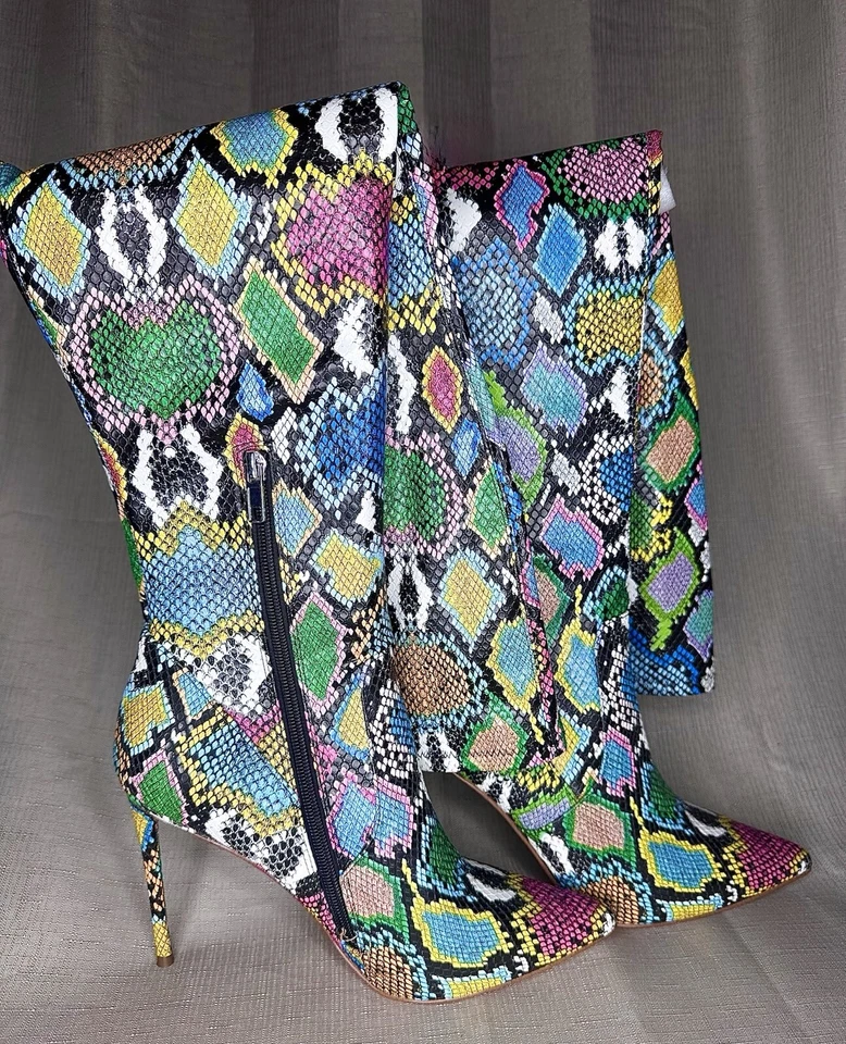 Steve Madden Muliticolor “VAVA” Thigh High Boots + Clutch - Image 4 of 4