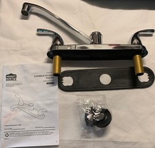 Project Source Dover Chrome Double Handle Low-arc Kitchen Faucet With Deck Plate