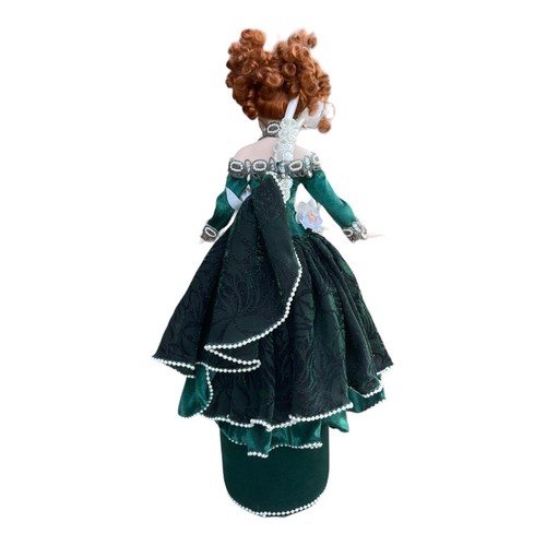 1998 Rustie Porcelain Doll Green Holly Red Hair Fiber Optic WORKS 22" Victorian - Picture 13 of 24