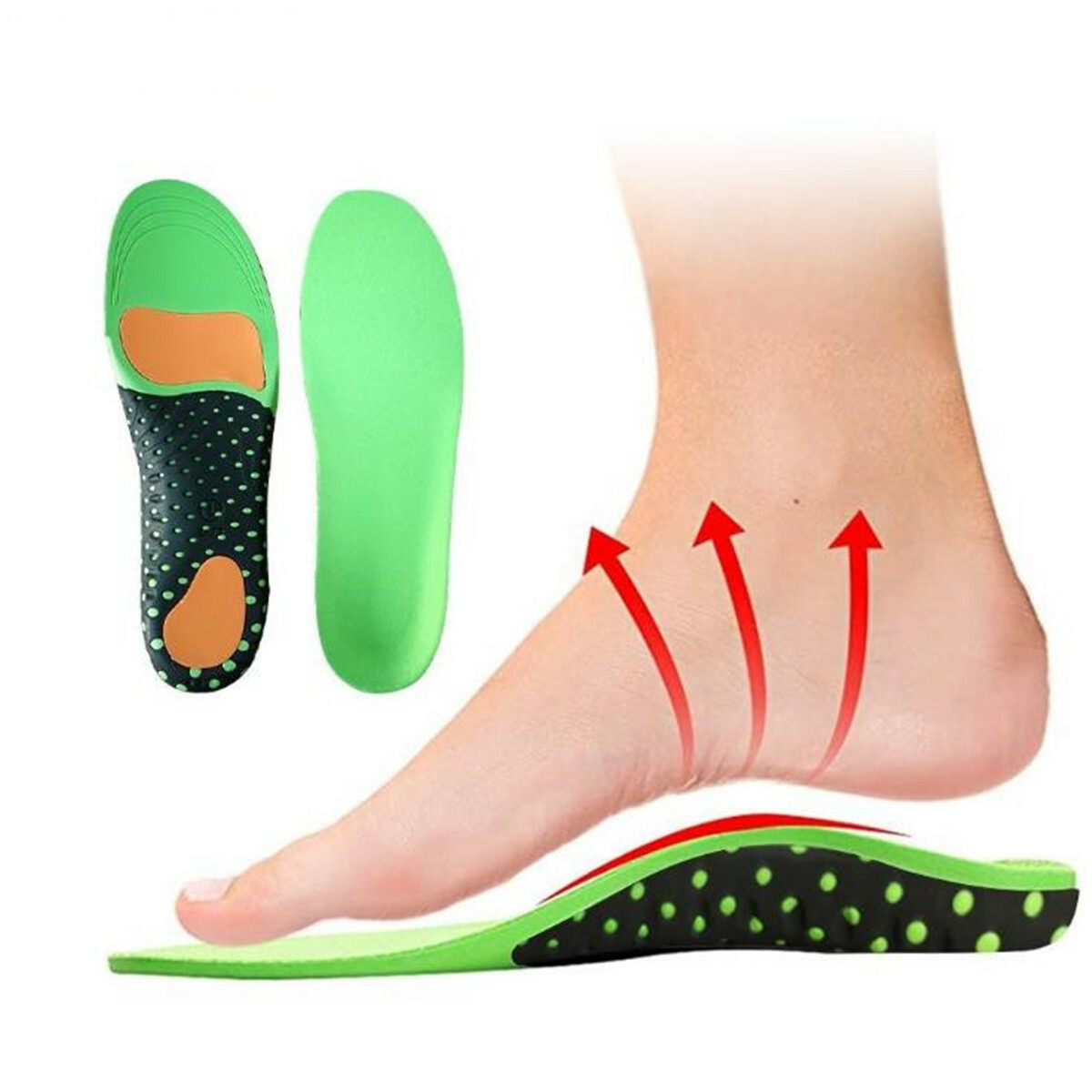 Pair Orthotic Insoles Flat Foot High Arch Heel Support Plantar Feet
