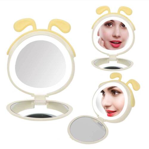 3000mAh USB Power Bank Charger Makeup Mirror With Lights Girl Gift(Yellow ) FBM - Afbeelding 1 van 12