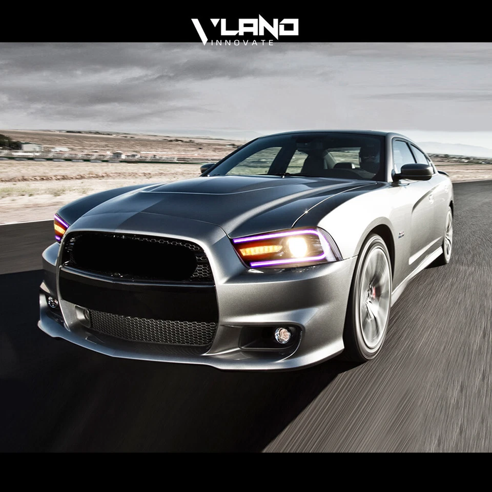 Set RGB Dual Beam W/Sequential For Dodge Charger 2011-2014 Vland LED Headlights - Image 3 of 4