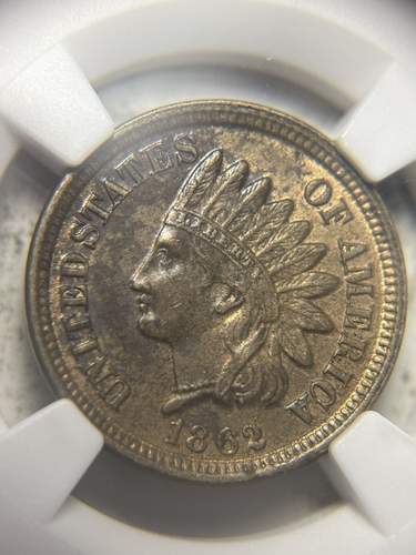 1862 1C Indian Head Cent NGC UNC Details, Environmental Damage - Picture 2 of 3