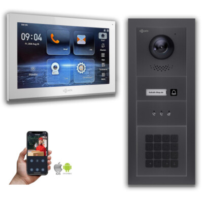 Goliath IP Video Türsprechanlage mit Kamera 10-Zoll Zahlencode Anzeige Anthrazit