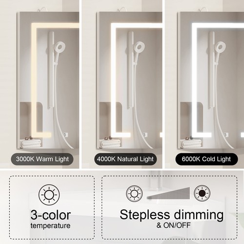 Corner Bathroom LED Lighted Mirror Cabinet Wall Medicine Cabinet Touch Switch - Picture 5 of 9