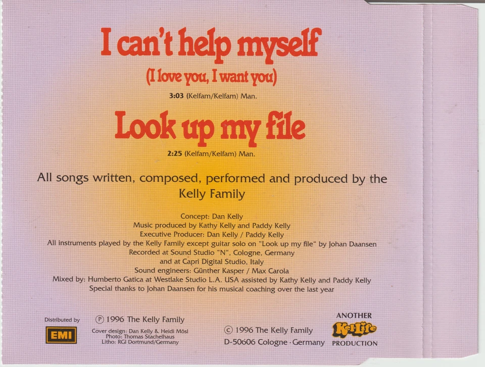 The Kelly Family - I can't help myself (2 Track Maxi CD) - Bild 2 von 2
