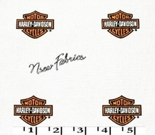HARLEY DAVIDSON Fabric CLASSIC Logo Allover on White 18 x 18 Quilt Sewing Sm FQ