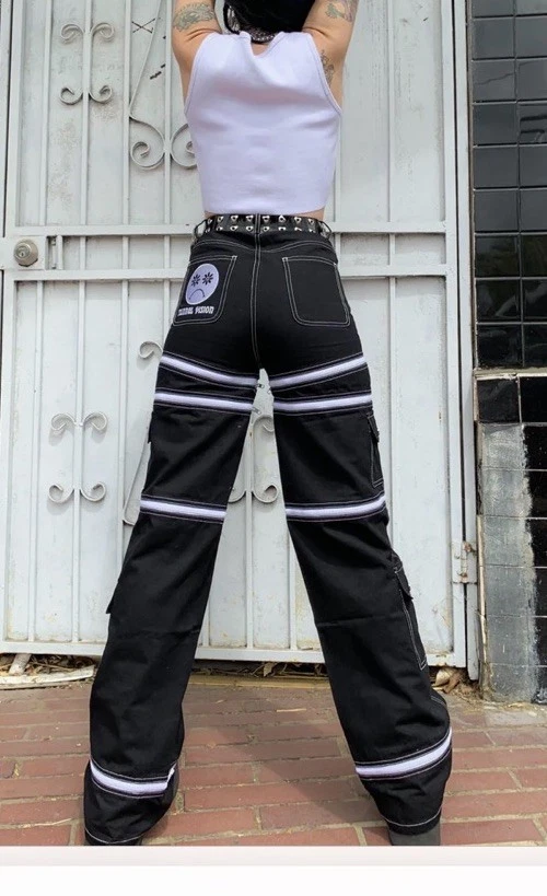 Pantalones cargo Tunnel Vision 5 en 1 negros góticos punk alternativos talla S Foto 2 de 4