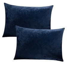 Navy Blue 2 Pack Standard Zipped Velvet 20x26 Inches - Standard Size