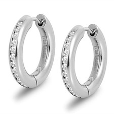 G23 Titanium Hoop Huggie Earrings for Sensitive Ears, Pure Titanium CZ Earrin...