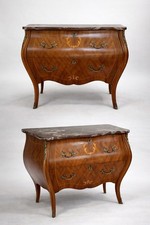 French Style Bombe Chest Of Drawers Marquetry Detail - Commode Marble Top