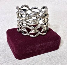Vintage Danecraft Sterling Repoussé Bead Triple Row Panel 7” Bracelet 66G *Read*