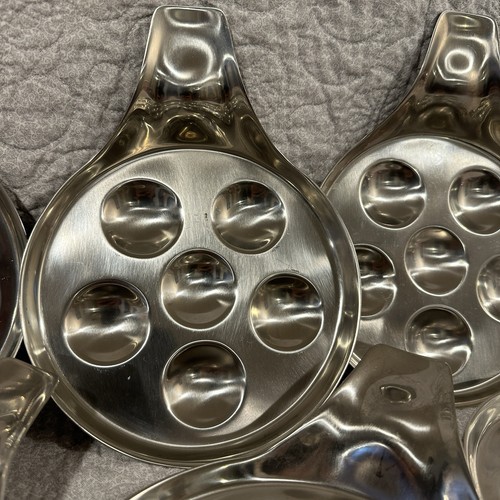 Vtg WMF Cromargan Escargot LOT 6 Plates 7 Tongs Stainless Steel Germany Snails - Picture 5 of 10