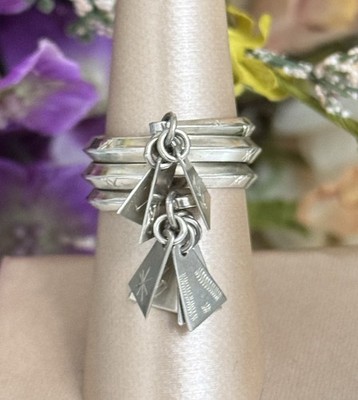 Sterling Silber Lettischer 925 Ethno Sieben 7 Tage Braut Ring Größe 7,5