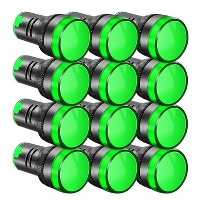 Gebildet 12 Stück 22mm 220V-380V AC/20mA LED Betriebsanzeige, Pilot Green 