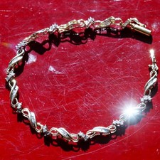 10k yellow gold tennis bracelet 0.50ct natural diamond 7.0" vintage 5.26gr N3611