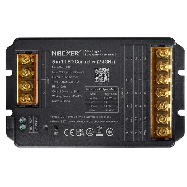 Miboxer Funk Led Controller 5In1 Einfarbig/Cct/Rgbw/Rgb+Cct 12/24V Max.30A | HR5-image