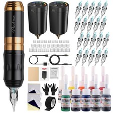 STIGMA Wireless Tattoo Gun Kit Complete with Pro Short Pen, 2 Batteries, 20 T...