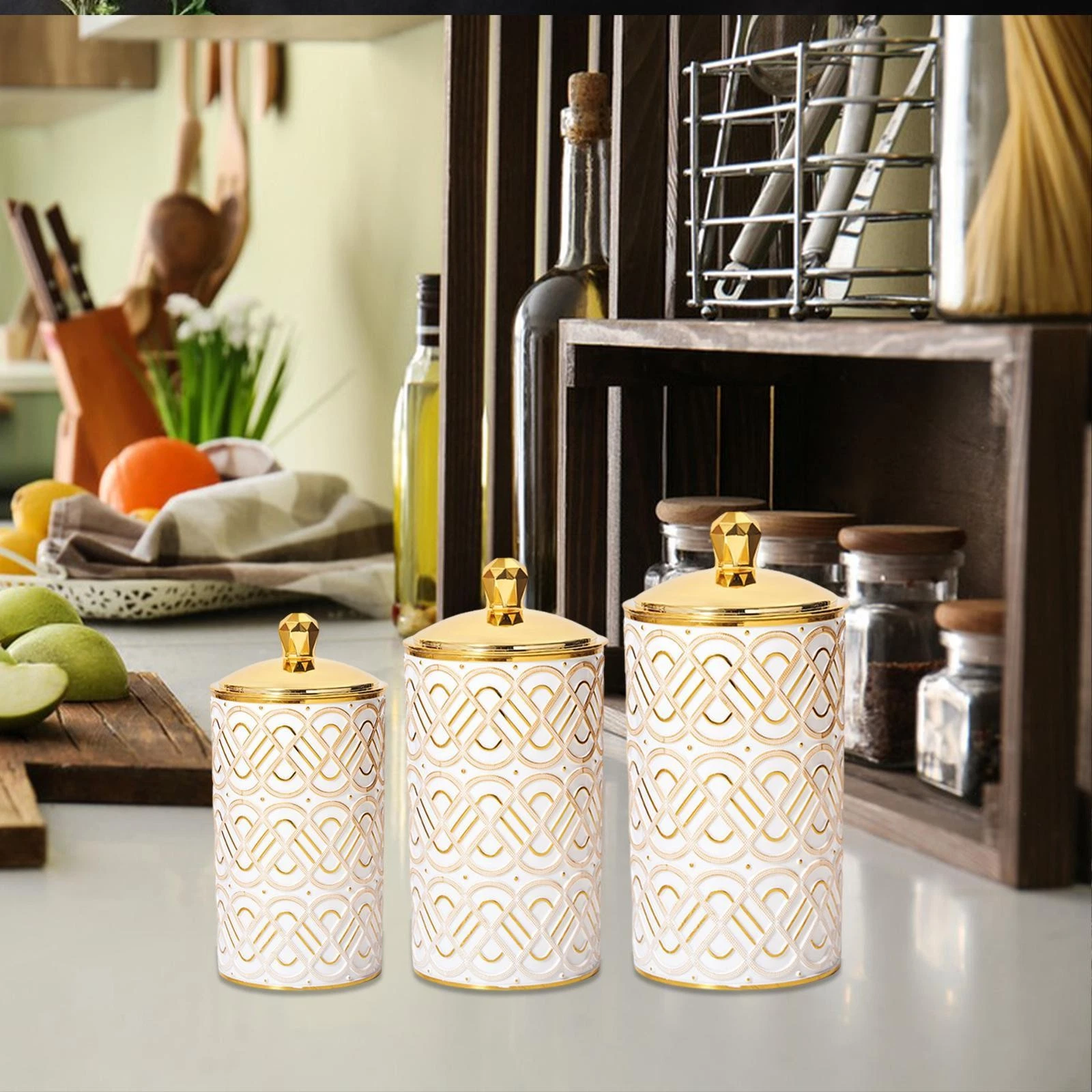3x Storage Jars with Lid Pantry Organization Reusable Cookie Jar for Candies