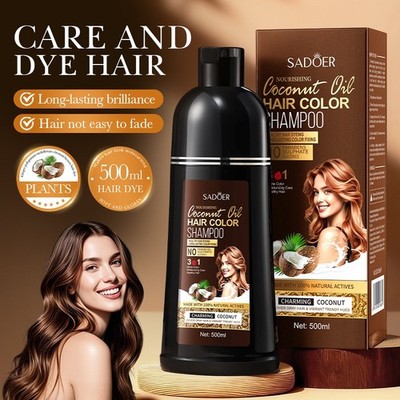 SADOER Black Brown Hair Dye Shampoo 3 in 1 Haarfärbeshampoo Pflegendes Shampoo